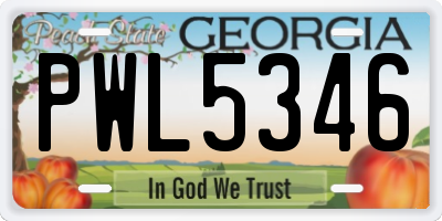 GA license plate PWL5346