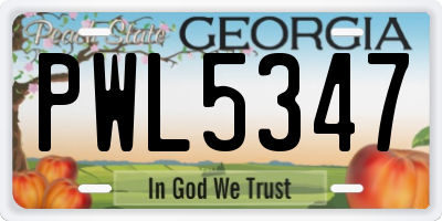 GA license plate PWL5347