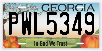 GA license plate PWL5349