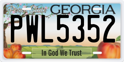GA license plate PWL5352