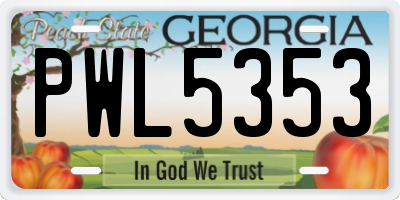 GA license plate PWL5353