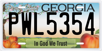 GA license plate PWL5354