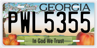 GA license plate PWL5355
