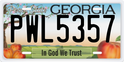 GA license plate PWL5357