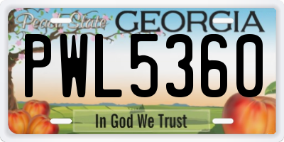 GA license plate PWL5360