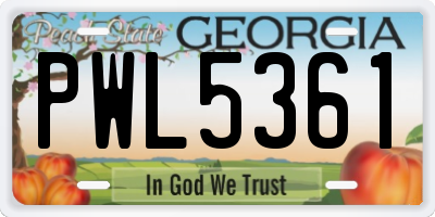 GA license plate PWL5361
