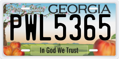 GA license plate PWL5365
