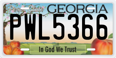 GA license plate PWL5366