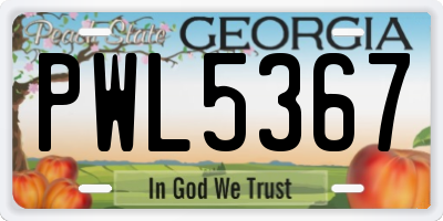GA license plate PWL5367