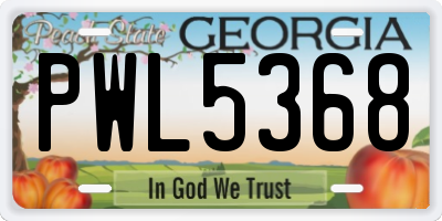 GA license plate PWL5368