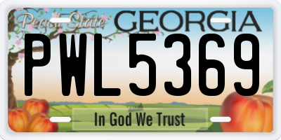 GA license plate PWL5369