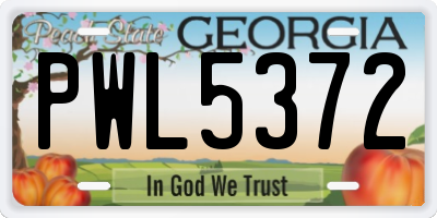 GA license plate PWL5372