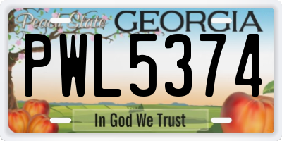 GA license plate PWL5374