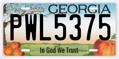 GA license plate PWL5375