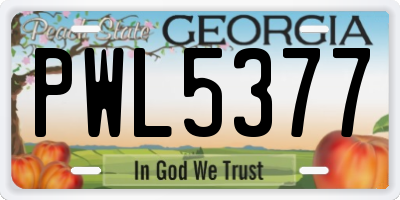 GA license plate PWL5377