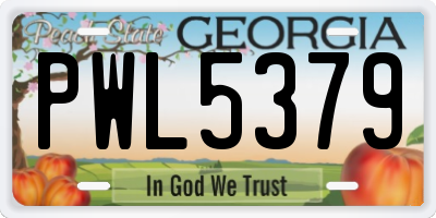 GA license plate PWL5379