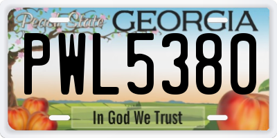 GA license plate PWL5380