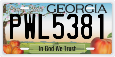 GA license plate PWL5381