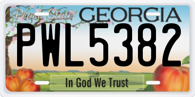 GA license plate PWL5382
