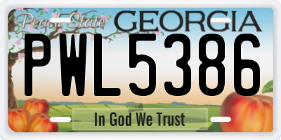GA license plate PWL5386