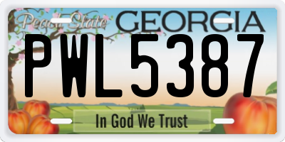 GA license plate PWL5387