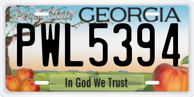 GA license plate PWL5394