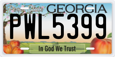 GA license plate PWL5399