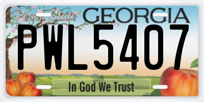 GA license plate PWL5407