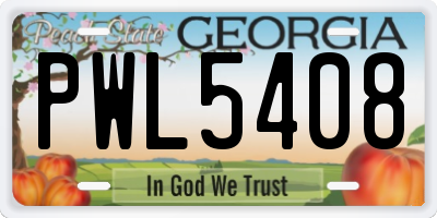 GA license plate PWL5408