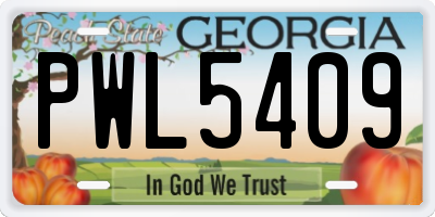GA license plate PWL5409