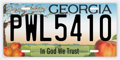GA license plate PWL5410