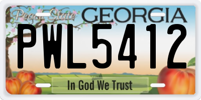 GA license plate PWL5412