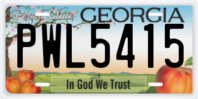 GA license plate PWL5415
