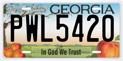 GA license plate PWL5420