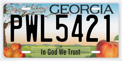 GA license plate PWL5421