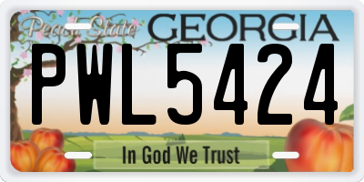 GA license plate PWL5424