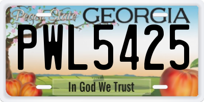 GA license plate PWL5425