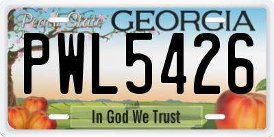 GA license plate PWL5426