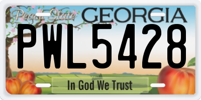 GA license plate PWL5428
