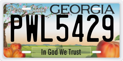 GA license plate PWL5429