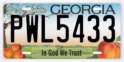 GA license plate PWL5433