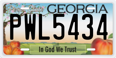 GA license plate PWL5434
