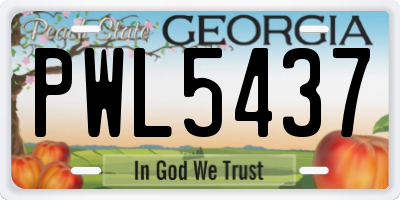 GA license plate PWL5437