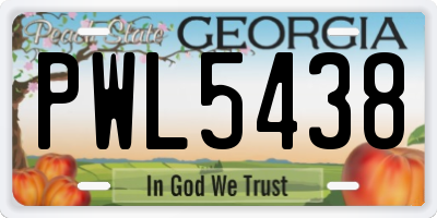 GA license plate PWL5438