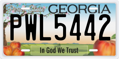 GA license plate PWL5442