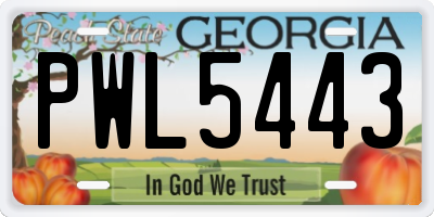 GA license plate PWL5443