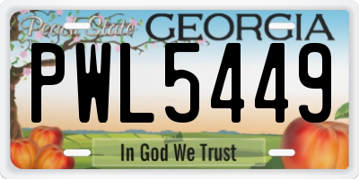 GA license plate PWL5449