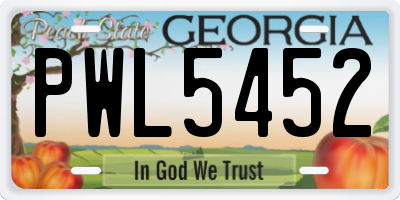 GA license plate PWL5452