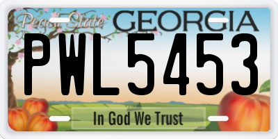 GA license plate PWL5453
