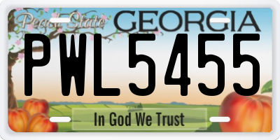 GA license plate PWL5455